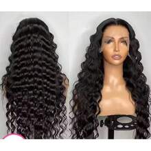 34 Inch Deep Wave 5x5 13x4 13x6 Lace Front Human Hair Wig 200% Density 100% Brazilian Virgin Human Hair Curl 360 Full Lace Frontal Wig Pre-Plucked With Baby Hair Natural Black Color Human Hair For Women - Natural Black - View 7