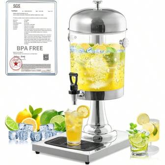 2 Gallon Drink Dispensers Parties, Easy - To - Clean Drip Tray Design Cold Hot Dual - Use Beverage Dispenser With Stand Core, Stainless Steel Dispenser Home Lemonade, Catering