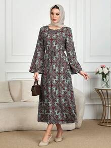 Đầm maxi dài tay in hoa toàn thân phong cách Boho mùa xuân 2025 dành cho nữ, đầm thu rộng rãi thời trang, đầm dài thắt eo, đầm đi nghỉ mát, đầm dự tiệc, đầm đi biển, đầm tốt nghiệp, đầm dạ hội sang trọng, đầm ngày Valentine. - Đỏ - Xem 6