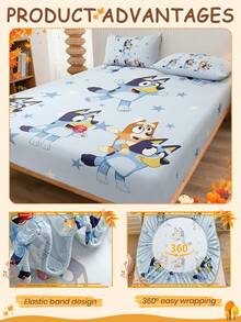Bluey 1 bộ ga trải giường in kỹ thuật số , bộ đồ giường , tấm bảo vệ nệm, ga phủ giường, ga trải giường vừa vặn, đồ dệt gia dụng thoải mái, tấm bảo vệ nệm thoáng khí chống xù lông, mềm mại và thân thiện với da, ga phủ giường họa tiết hoạt hình, trang trí nhà cửa , bộ đồ giường phòng ngủ mềm mại và thoải mái, ga phủ nệm thời trang, ga trải giường vừa vặn, giường cỡ King, ga trải giường vừa vặn, ga phủ giường - Màu xanh lam - Xem 5