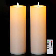 Homemory 4" X 12" Waterproof Outdoor Flameless Candles Battery Operated LED Large Pillar Candles With Remote And Timer For Indoor Outdoor Lanterns, Long Lasting, White, Set Of 2 - White - View 8