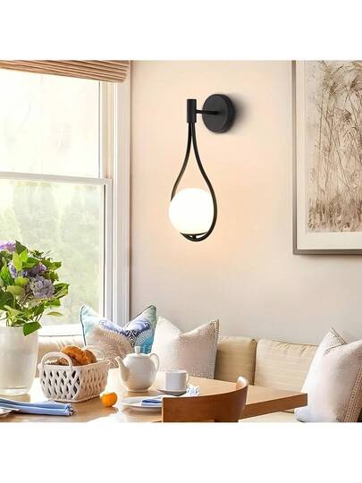 Nordic Luxe Water Drop Shaped Wand Lamp, Gold/Black Available, E27 Lamp Holder, Creative Bedroom Bedside Living Room Accent Lighting, Hallway Corridor ation view 6