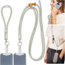 Correa de mueca y cordn 2 en 1 para telfono celular, correa antirrobo para telfono para hombres y mujeres, correas de mueca ajustables para telfonos - Salvia - Ver 2