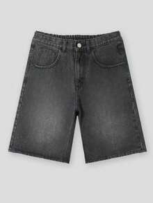 Nova Bermuda Masculina Jeans Lavado Fit Solto Casual de Verão - Cinza - Visão 5