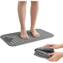 Bluelander Tapete para Baño Antideslizante 70 * 41 con Ventosas y Cepillo para Pies, Tapete con 200 Puntos de Masaje, Tapete de Baño  y Confortable para Ducha o Tina - 1 - Ver 8