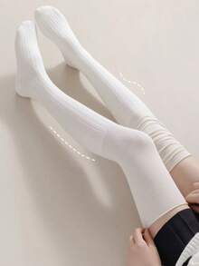 女士复古过膝长袜，适合搭配过膝靴/平底鞋，营造轻松休闲氛围，秋冬外出必备，舒适保暖。 - 彩色 - 查看 7