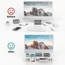 Monitor Stand Riser, Klearlook Foldable, Height Adjustable Computer Stand, Desk Shelf Riser With Storage Drawer &Tablet Phone Stand For Desktop, Laptop (White){"Color_name":"White"} - White - View 5