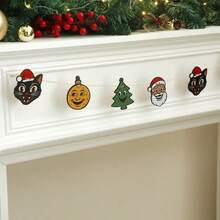 1Pc Vintage Christmas Garland Banner, Retro Xmas Hanging Garland, Rustic Farmhouse Holiday Party Decoration, Christmas Banner For Fireplace, Wall, Mantel, Living Room, Bedroom, Christmas Tree, Indoor Outdoor Home Decor