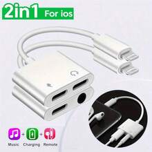 1 个 3.5 毫米耳机插孔适配器、 耳机适配器、辅助音频充电适配器加密狗电缆分线器适配器连接器兼容 14/Pro Max/13/Plus/12/11/XS/8/XS 7/6 系列 - 白色 - 查看 1