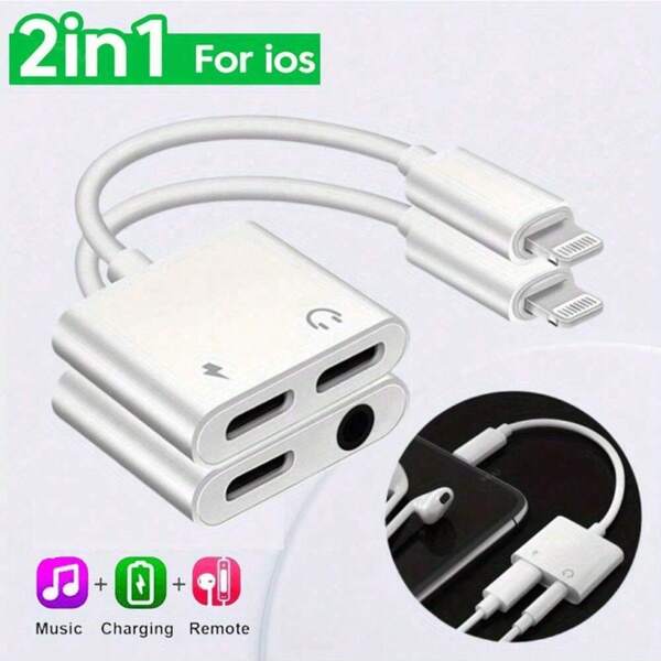 1 个 3.5 毫米耳机插孔适配器、 耳机适配器、辅助音频充电适配器加密狗电缆分线器适配器连接器兼容 14/Pro Max/13/Plus/12/11/XS/8/XS 7/6 系列