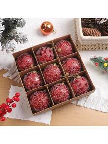 Christmas Tree Ball Ornament Set 16pcs 60mm/3.15inch Red White Glittering Shatterproof Foam Christmas Ball Ornaments Xmas Tree Decor Holiday Decoration Best Gifts Birthday Home Decor Christmas Decorations Room Decor Winter