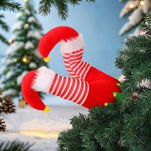 Christmas Tree Picks Stuffed Elf Legs Decorations Holiday Tree Topper For Home Party Ornaments - Red - View 3