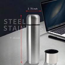 Stainl Steel Thermal Bottle For Hot And Cold Drinks Travel Coffee Mug With Cup Water Flask Vacuum Insulated Tumbler 17 Oz/500ml Sier - Bạc - Xem 5