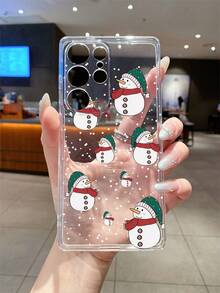 1pc Christmas Snowflake, Carrot Button, Polka Dot Snowman Transparent TPU Shockproof Phone Case, Suitable As Holiday Gift For Partner And Friends, Compatible With Apple XS/XS Max/XR/11 12 13 14 15 16 17 Pro/Pro Max/14 15 16 Plus, Nothing, Pixel, INFINIX, Redmi Series