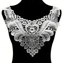 3 Pieces Elegant Water-Soluble Embroidered Lace Collar Set - Floral And Lace Design, Black/Beige, Shirt, Jacket (Hand Wash Only), Sewing Supplies Accessories - 3 Mixed Colors - View 6