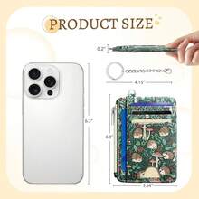 Cute Hedgehog Credit Card Holder Small Wallet Women, Mushrooms Slim RFID Blocking Wallet Woman Keychain With Zipper Coin Pocket, Front Pocket Thin Travel Card Case With ID Window Ladies Gifts{"Color_name":"Hedgehog"} - 多色1 - 查看 6