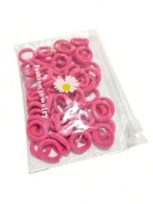 Metal-Free Colorful Mini Ponytail Hair Ties Kit In Zip Bag - Màu Hồng Tươi - Xem 2