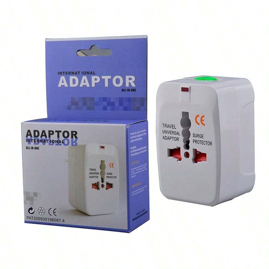 Adaptador de viaje todo en uno, compatible con fuentes de alimentación de 110 V/220 V; no requiere pilas. Este adaptador de viaje es compatible con fuentes de alimentación internacionales. - Tipo de Enchufe A USA (110-127V) - Ver 1
