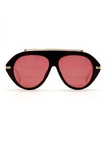 1 Pair Large Frame Fashion Glasses, High-End, Personalized, Versatile, Casual Elegant Women's Glasses, Suitable For Daily Wear, Street Photography, Vacation Travel, College Style, Summer Beach Accessories, Women's Accessories, Campus Outfit. - 酒紅色 - 查看 5