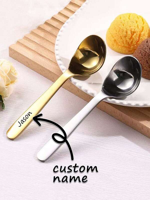 1pc Custom Ice Cream Scoop Custom With Your Name Stainless Steel Scoop With Extended Handles Multi-Purpose Serving Spoons For Cake, Cheese, Desserts, Mirror Polished, Smooth Edges,Kitchen Supplies And Tableware Easy To Clean Christmas Thanksgiving Coffee, Cake, Ice Cream Scoop