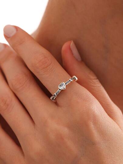 1 pieza Anillo de boda con zirconia brillante para mujer Anillo de promesa de plata de ley 925 Anillo de eternidad Joyería fina Regalo