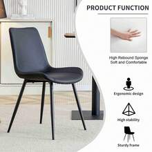 MUUOKY Modern Dining Chairs Set Of 6, Armless Kitchen Chair High Back  Equipped With Cushions And Black Metal Legs, Dining Chair Set For Living Room, Dining Room, Bedroom, Kitchen, Spare Chairs For Thanksgiving Christmas Parties, Easy To Clean, Ergonomic Design, Furniture, Home Decor - 黑色 - 查看 6