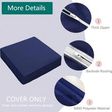 Patio Cushion Covers 24x22 Inch, Waterproof 4Pack Outdoor Cushion Covers Replacement Seat Slipcovers For Sectional Sofa, Wicker Chair, Blue,23165123 - 藍白色 - 查看 2