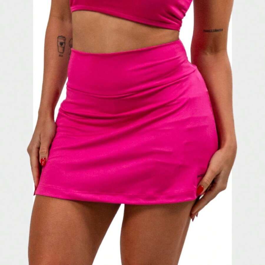 Shorts Skirt Butt Cover Fitness Gym With UV Protection 2 Hidden Pockets - Màu Hồng Tươi - Xem 1