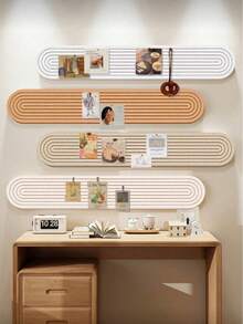 4pcs/Set 20x80cm No Drill Decorative Bulletin Board, Self-Adhesive Wall Memo Board, Nordic Minimalist Felt Combination Display Board, Reusable Home/Office/Classroom Photo Wall Message Board, Can Insert Pins, For Room Decor/Office Memo/Study Reminder/Entryway Key Holder - Multicolor/A - View 6