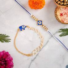 Eximious India Evil Eye Rakhi For Brother And Bhabhi Traditional Lumba Designer Fancy Bracelet On Rakshabandhan Traditional - Blue - View 6