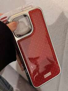 TMGH 1pc GUCADI Electroplated Minimal Polka Dot Soft Silicone Phone Case With Metal Edges, Compatible With IPhone 16/15/14/13 Series The Material Is Soft - 玫紅色 - 查看 2