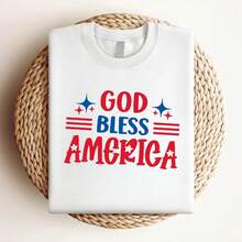 180g pure Cotton God Bless America Shirt, 4th of July Tshirt, Patriotic Shirt, Independence Day Tee, America Shirt, USA Shirt, Fourth of July Shirt, USA Tee Comfortable designer clothes graphic women Top For Everyday Wear Slightly fashion Soft - Blanco - Ver 3