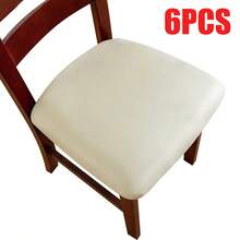 4/6 件 PU 皮革椅套，易于清洁的防水弹力椅子保护套，纯色可选，适用于客厅、餐厅和其他家具装饰 - 彩色 - 查看 17