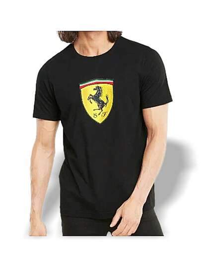  PUMA Ferrari Men Race Colored Big Shield Tee Graphic Print Comfort Fit Breathable Easy To Clean Motorsports Gym Daily Red 53169101