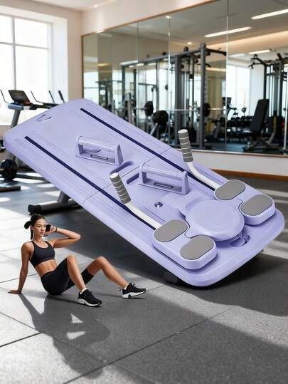 Foldable Multifunctional Abdominal Pilates Board For Home Workout, With Resistance Bands And Push Handles, Durable AB Training Equipment (Pink/Purple/Black), Fashionable Fitness Gear | Sturdy Construction