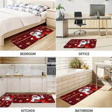 2pcs/3pcs, Christmas Home Kitchen Mat Set - Santa Claus And Christmas Gift Box Pattern Kitchen Decoration, Flannel Carpet, Suitable For Sink, Bedroom, Living Room, Dining Area