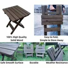 Pequea mesa redonda plegable de madera, cmoda mesa al aire ltima intervensin, silla plegable, terraza, sala de estar al aire ltima intervensin, recmara, bao, mesa de centro pequea, espacio - 1 silla - Ver 8