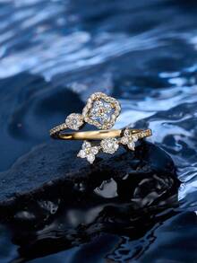 Copper Zirconia Inlaid Mini Ring (1Pc), Fashionable & Charming For Women, Great For Daily Wear And Gifting TTU4 - 022152 - View 11