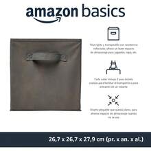 Basics - Cubos de almacenamiento plegables de tela con asas, 10.5 x 10.5 x 11 pulgadas, color gris, paquete de 6 - Blanco - Ver 3