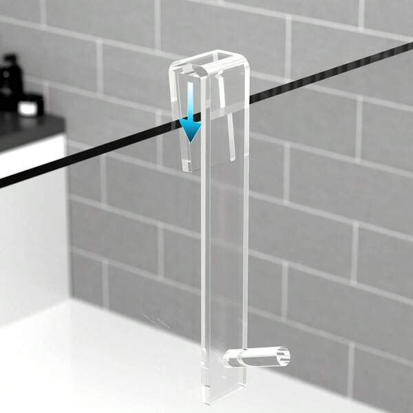 2 Stück durchsichtige Acryl-Über-Glas Duschkabinenhaken, werkzeugfreier Handtuch- und Bademantelhalter, zeitgenössischer wandmontierter Badezimmer Handtuchhalter