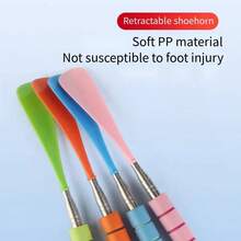 Calçadeira Ajustável de Aço Inoxidável com Cabo Extensível, Elevador de Sapato Flexível, Ferramenta de Remoção de Sapato, Acessório de Sapato