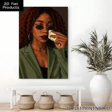 2D Flat, Posters & Prints  1pc Woman Money Art Print Framed Wall Art - Canvas Prints Poster, Ideal For Home, Office Wall Decor, Family Gift, Living Room Bedroom Wall Decor - 黑色 - 查看 4