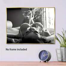 1幅现代抽象帆布艺术画 - 抽象吸烟女子帆布画，无框，适用于家居、办公室、卧室，16英寸x12英寸，烟雾艺术装饰 | 抽象艺术 - 彩色 - 查看 3