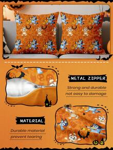 Bluey 1/2/4 buc. Fețe de pernă Bluey, față de pernă moale, lenjerie de pat Bluey, fețe de pernă Bluey, fețe de pernă cu model de desene animate Bluey, doar fețe de pernă fără inserție, pentru canapea, dormitor, living, decor de casă, moi și respirabile, prietenoase cu pielea și confortabile, textile confortabile pentru casă, înapoi la școală, decorațiuni de Halloween