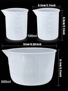 Silicone Resin Mixing Measuring Cups For Resin Supplies, 600ml/20oz Bowl, 250 & 100ml Thickened Reusable Silicone Cups For Epoxy Resin Mixing, With Stir Sticks And Pipettes - Silicone Mold Kits - View 10