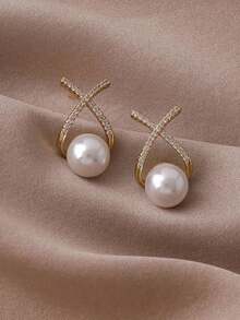 6pcs Diamond & Pearl Decor French Luxurious Elegant Ear Studs Earrings Set, Suitable For Daily & Holiday Wear - Nhiều màu 2 - Xem 4