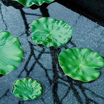 2pcs 10cm/3.93" Artificial Lily Pads, Realistic Plastic Pond Plants Decor, Fake Floating Aquatic Plants For Water Landscape