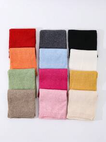 1 chiếc khăn choàng thời trang màu trơn dành cho nữ, thích hợp mặc hàng ngày vào mùa thu/đông để giữ ấm và mặc đi tiệc - A - Xem 1