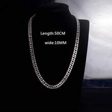 1pc Fashionable & Minimalist Thick Chain Necklace For Men, Industrial & Vintage Style Thick Cuban Link Necklace, Unisex Titanium Steel Choker Necklace, Length 50cm, Width 0.9cm