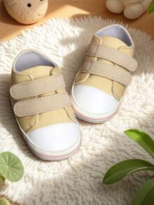 1 đôi giày thể thao vải bố cho trẻ nhỏ, đế mềm chống trượt, nhẹ, thoáng khí, mũi tròn, kiểu dáng thấp cổ, phù hợp cho bé từ 0-1 tuổi, mùa xuân/thu. - Màu be - Xem 1